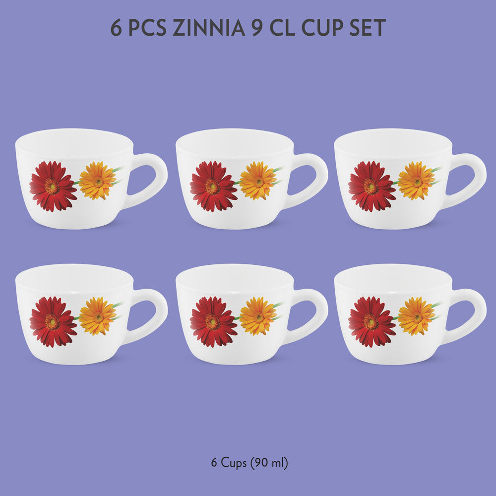 My Borosil Opalware Tea Cups & Tea Sets 90 ml x 6 Zinnia Cup Set