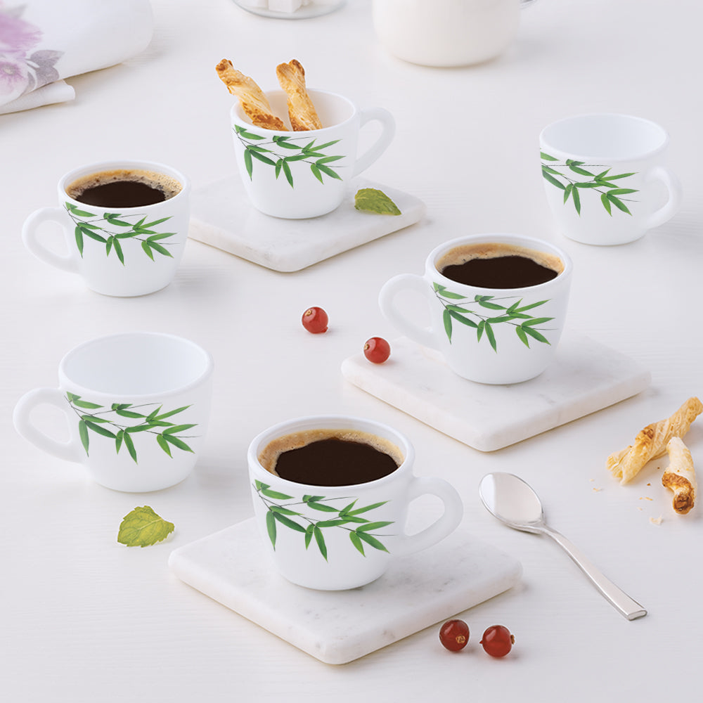 My Borosil Opalware Tea Cups & Tea Sets Bamboo Leaves Cup Set