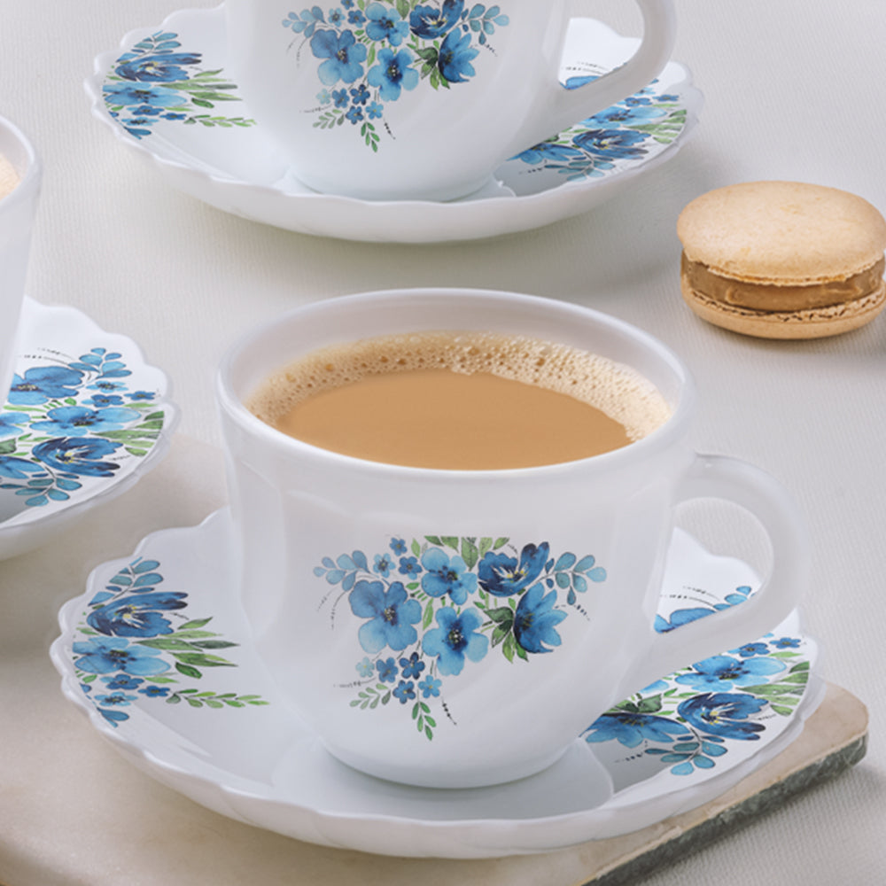 My Borosil Opalware Tea Cups & Tea Sets Pansy Cup n Saucer Set