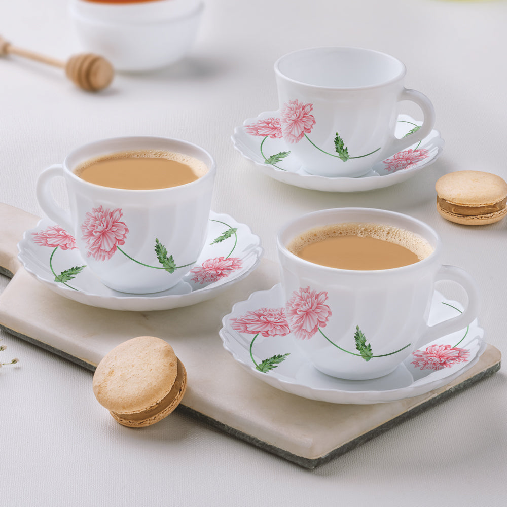 My Borosil Opalware Tea Cups & Tea Sets Red Mist Cup n Saucer Set