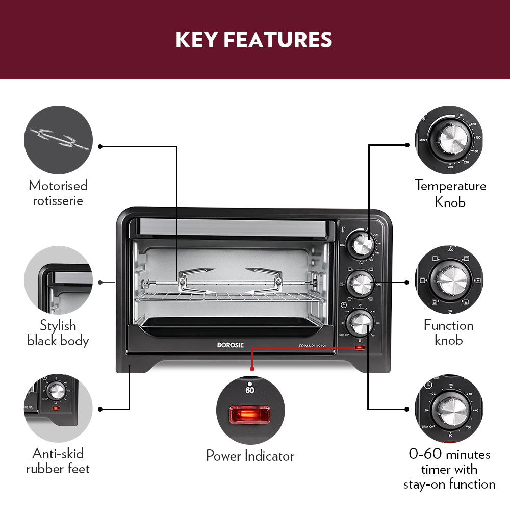 My Borosil Ovens Prima Plus 19L Oven Toaster Griller (OTG)