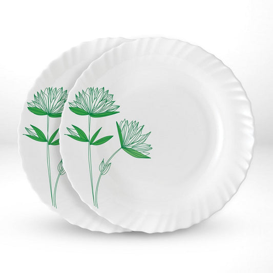 My Borosil Plate Sets 2 pc Set Green Lily Noodle / Soup Plate Set