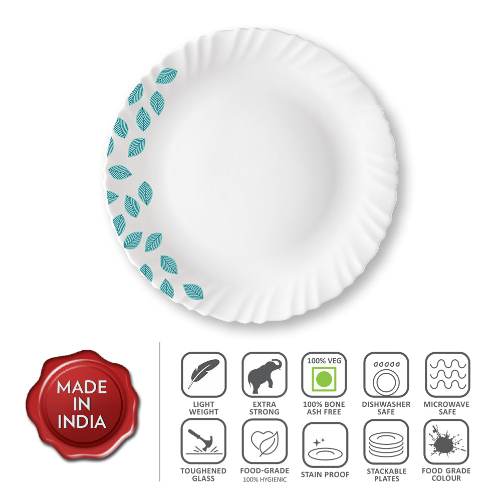 My Borosil Plate Sets 6 pc Set Blue Leaves Full Plate Set