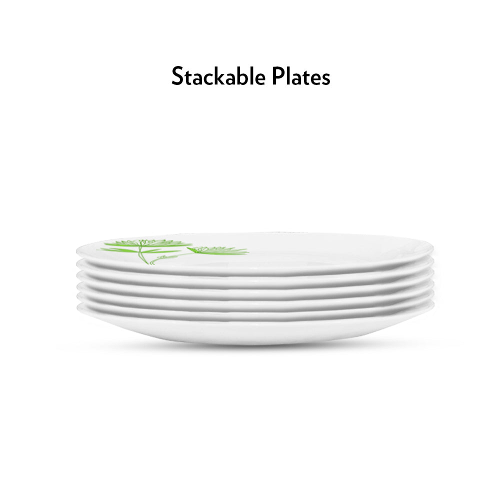 My Borosil Plate Sets 6 pc Set Green Lily Full Plate Set