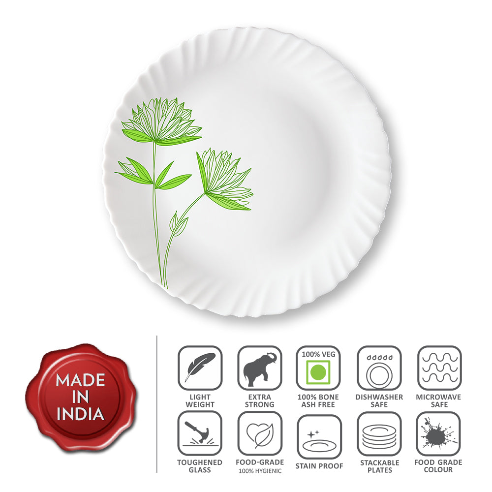 My Borosil Plate Sets 6 pc Set Green Lily Full Plate Set