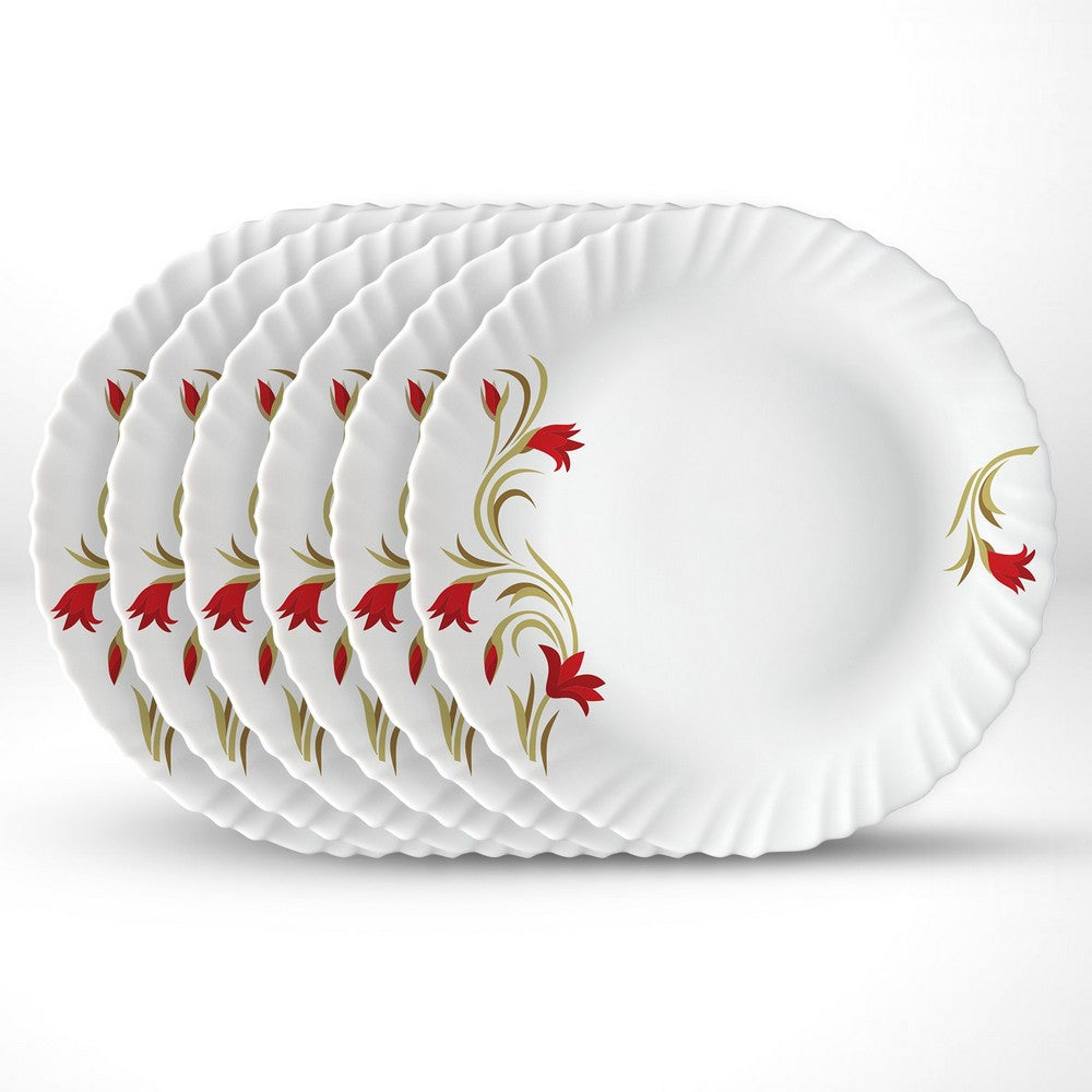 My Borosil Plate Sets 6 pc Set Red Lily Full Plate Set