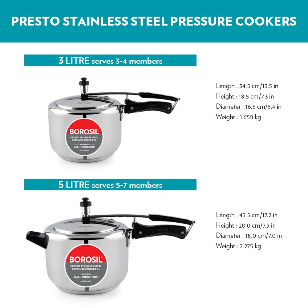 My Borosil Pressure Cookers Presto SS Pressure Cooker