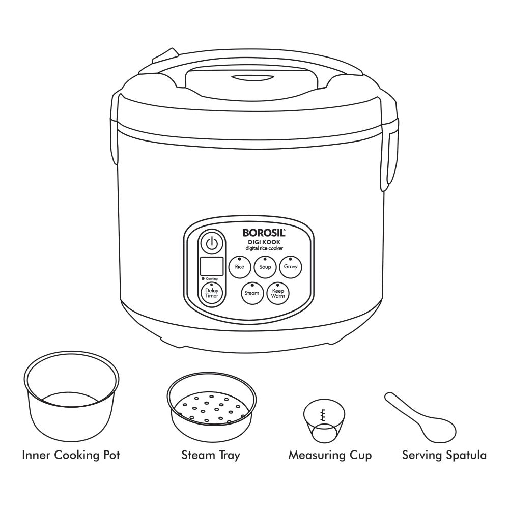 My Borosil Rice Cookers Digikook Electric Cooker, 1.8L