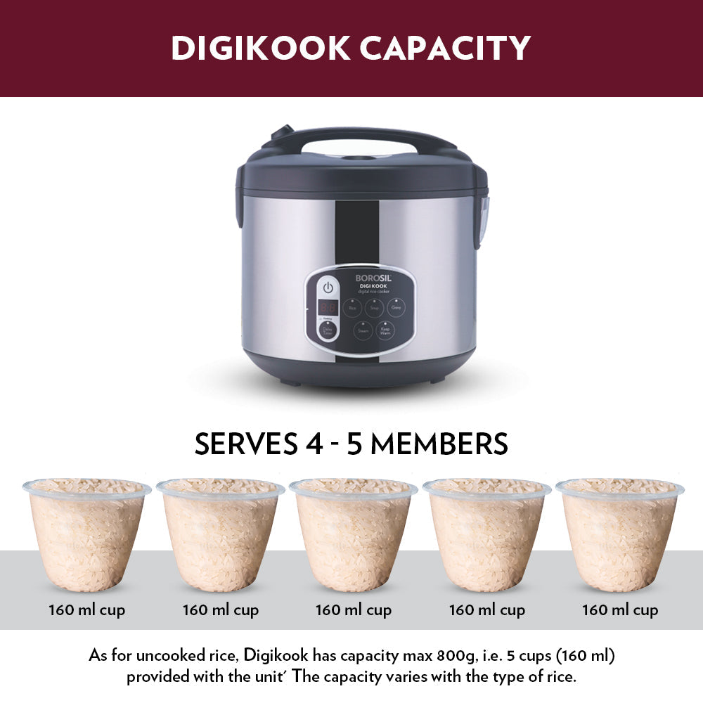 My Borosil Rice Cookers Digikook Electric Cooker, 1.8L