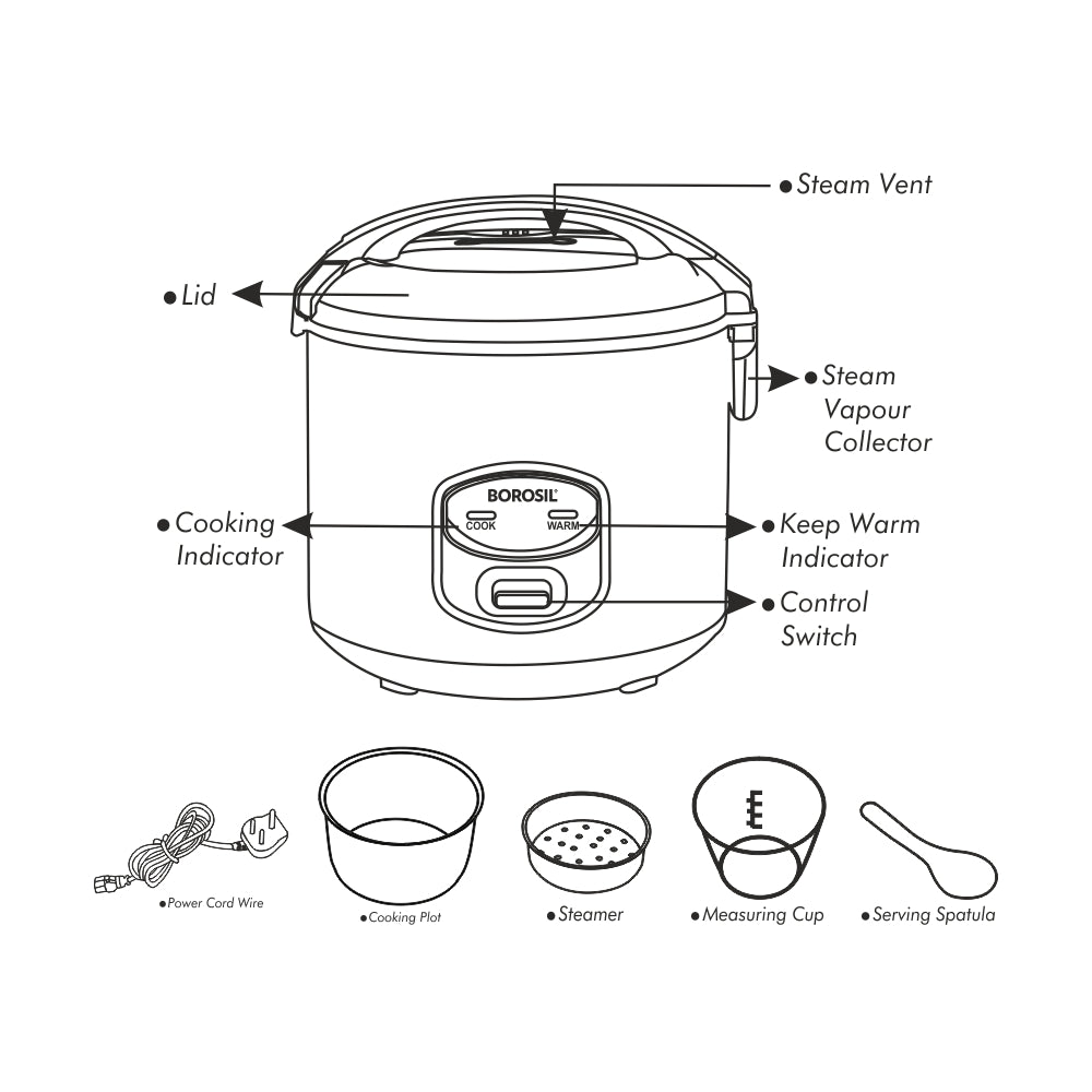 My Borosil Rice Cookers Pronto Deluxe II Cooker, 1.8L