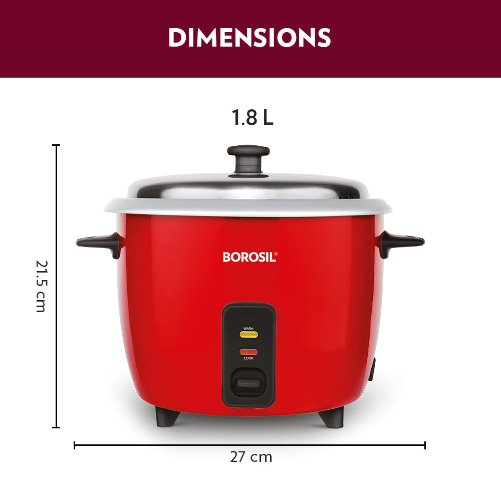 My Borosil Rice Cookers Pronto Electric Rice Cooker, 1.8L