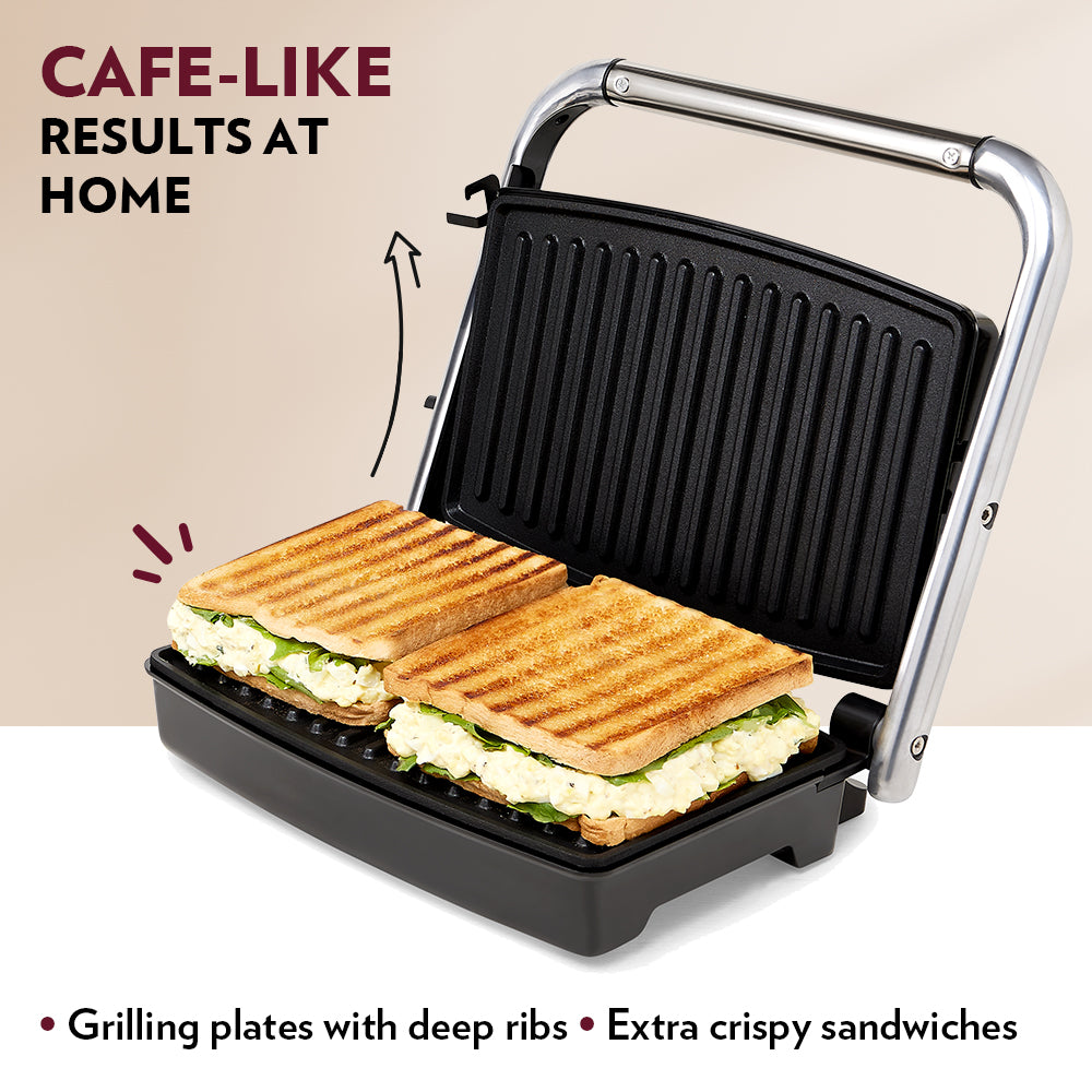 Panini Grill Toaster Press Electric Sandwich Maker Toast Griller Large 4  Slice