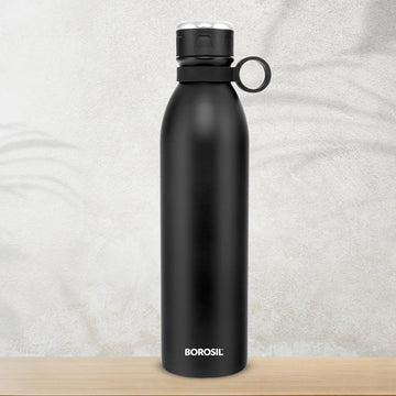 Borosil Plain Borosilicate Glass Water Bottle,Narrow Mouth-1L, Black Friday  Sale