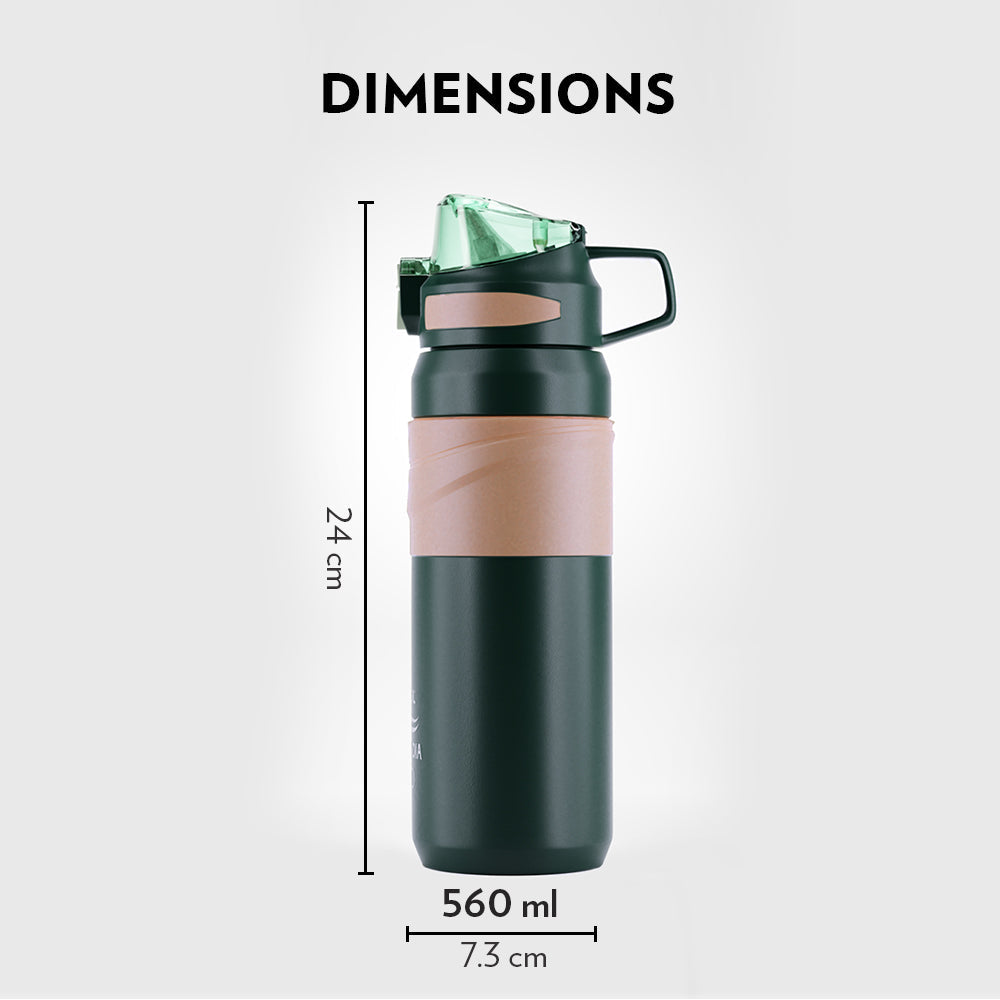 My Borosil Stainless Steel Bottles 560 ml Adventure Bottle, Green