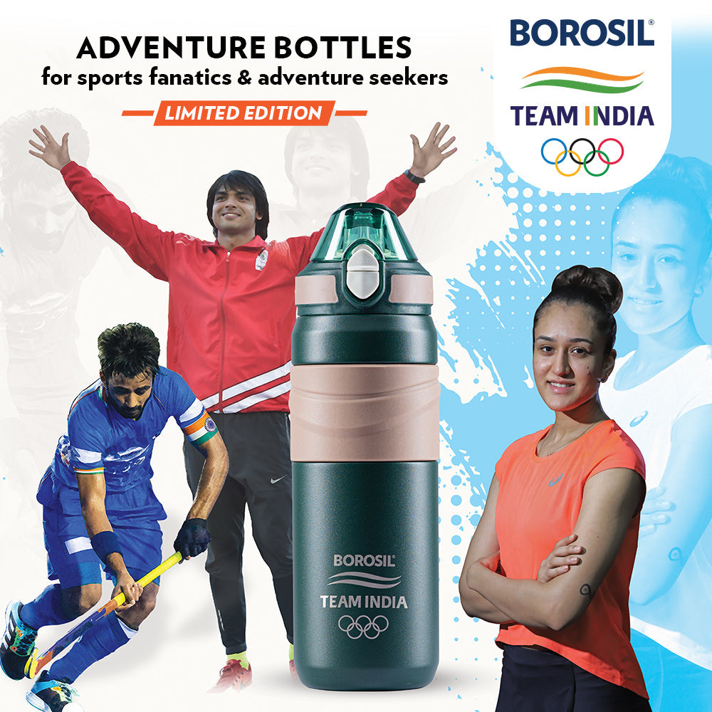 My Borosil Stainless Steel Bottles 560 ml Adventure Bottle, Green