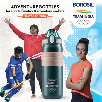 My Borosil Stainless Steel Bottles 560 ml Adventure Bottle, Green