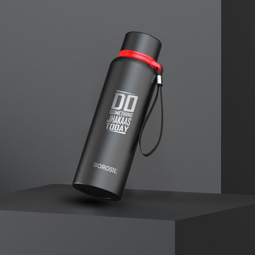 My Borosil Stainless Steel Bottles 700 ml Trek Black, Jhakaas