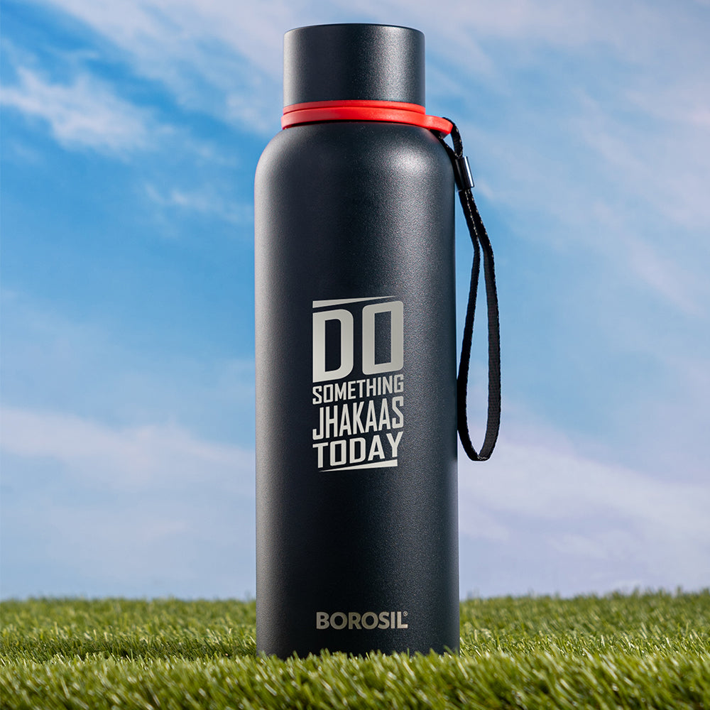 My Borosil Stainless Steel Bottles 700 ml Trek Black, Jhakaas