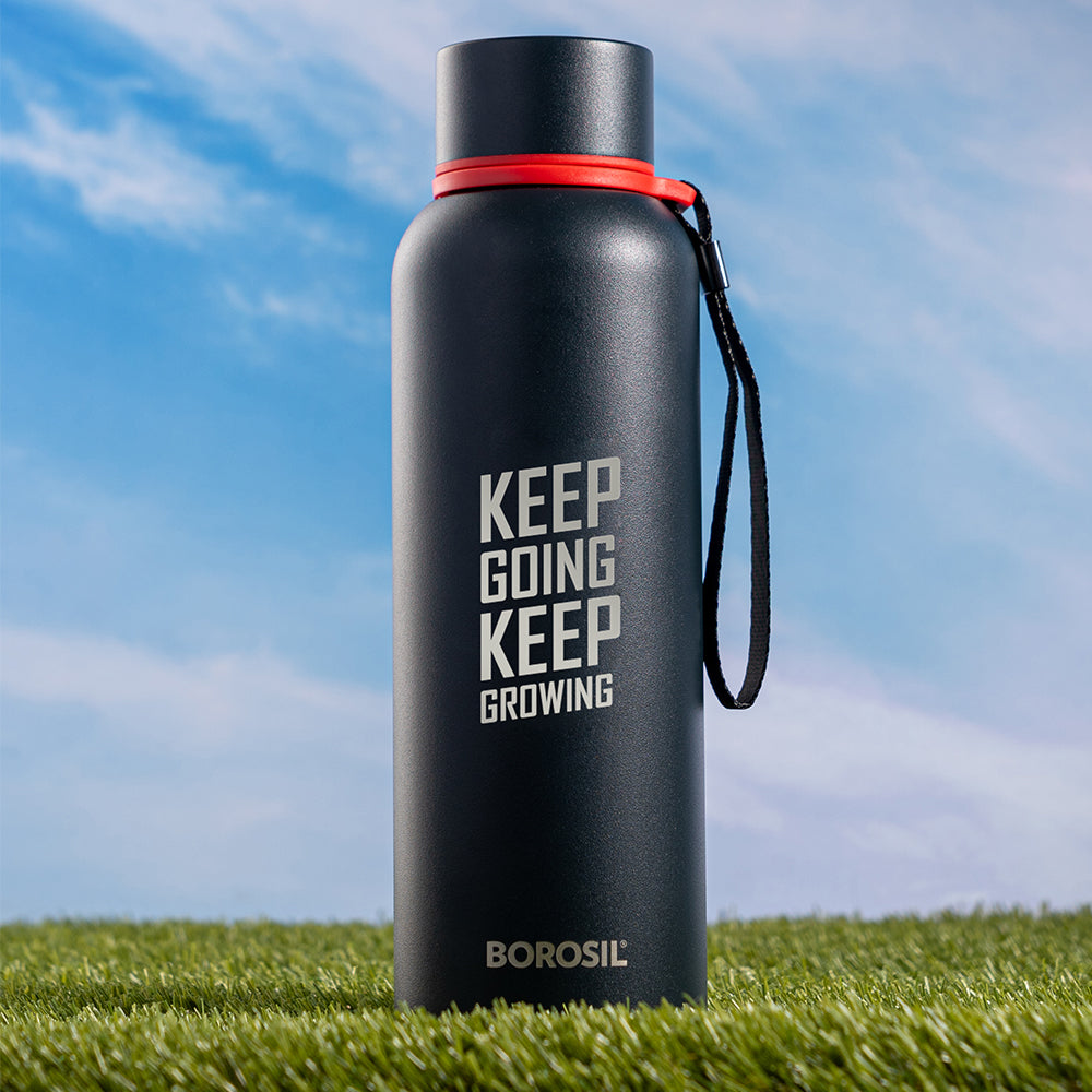 My Borosil Stainless Steel Bottles 700 ml Trek Black, Keep Going