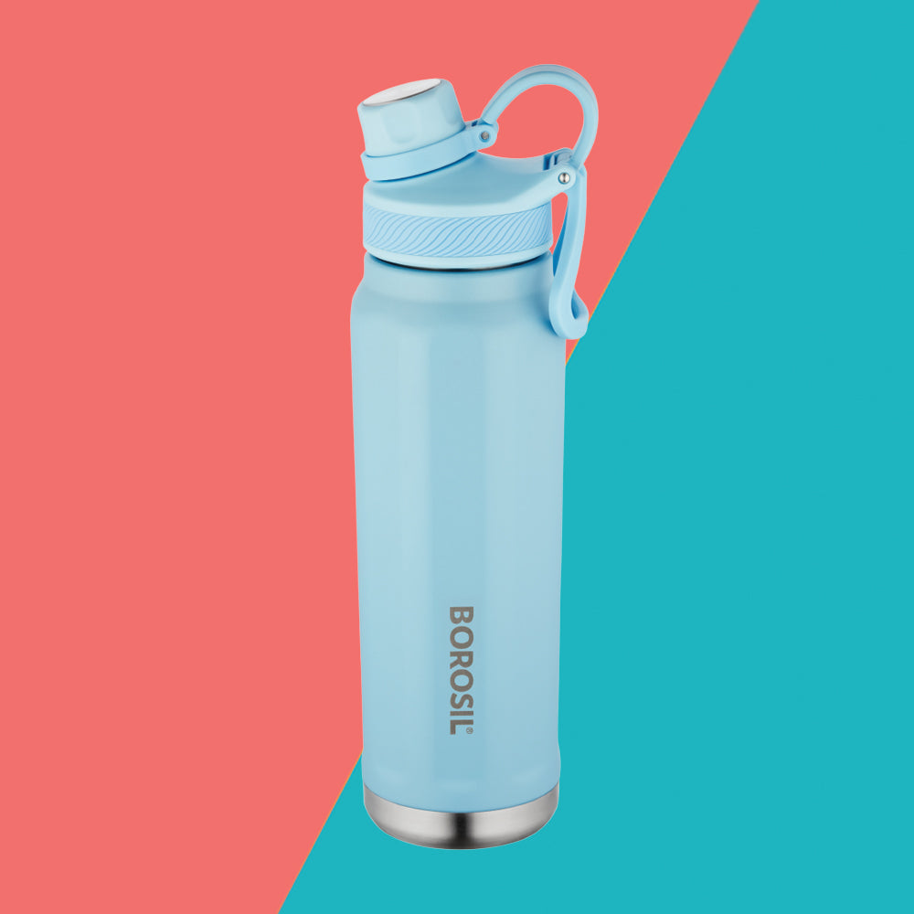 My Borosil Stainless Steel Bottles 710 ml SportSip Light Blue