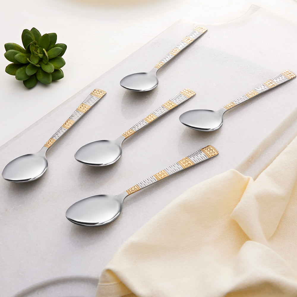 Borosil Gold Tea Spoon, Set of 6-14.3 cm