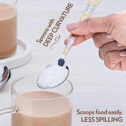 My Borosil Stainless Steel Cutlery Set of 6 - 13.5 cm Gold Tea Spoon, Set of 6