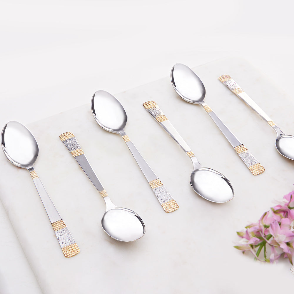 My Borosil Stainless Steel Cutlery Set of 6 - 13.5 cm Venice Tea Spoon, Set of 6