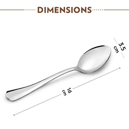 My Borosil Stainless Steel Cutlery Set of 6 - 16 cm Eva Dessert Spoon, Set of 6