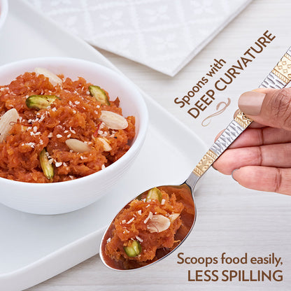 My Borosil Stainless Steel Cutlery Set of 6 - 16 cm Gold Dessert Spoon, Set of 6