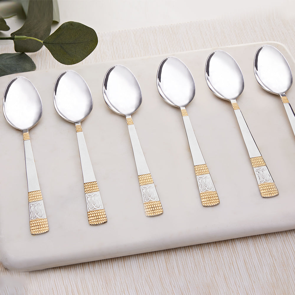 My Borosil Stainless Steel Cutlery Set of 6 - 16 cm Venice Dessert Spoon, Set of 6