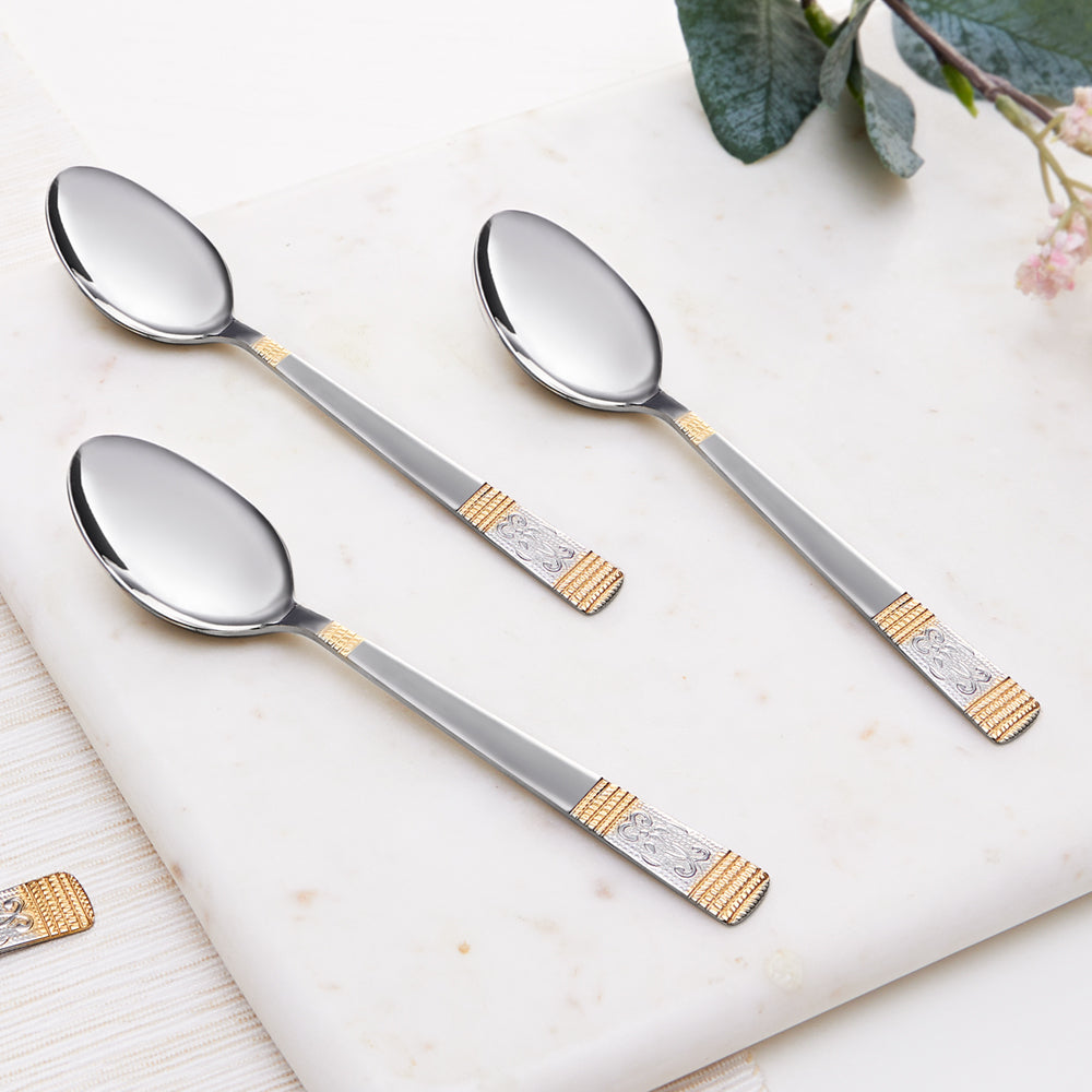 My Borosil Stainless Steel Cutlery Set of 6 - 16 cm Venice Dessert Spoon, Set of 6