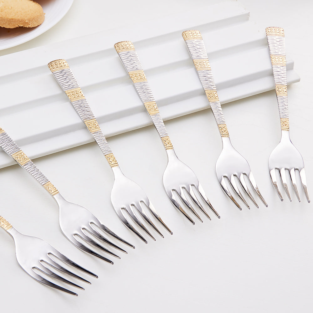 Borosil Gold Dinner Fork, Set of 6-18 cm