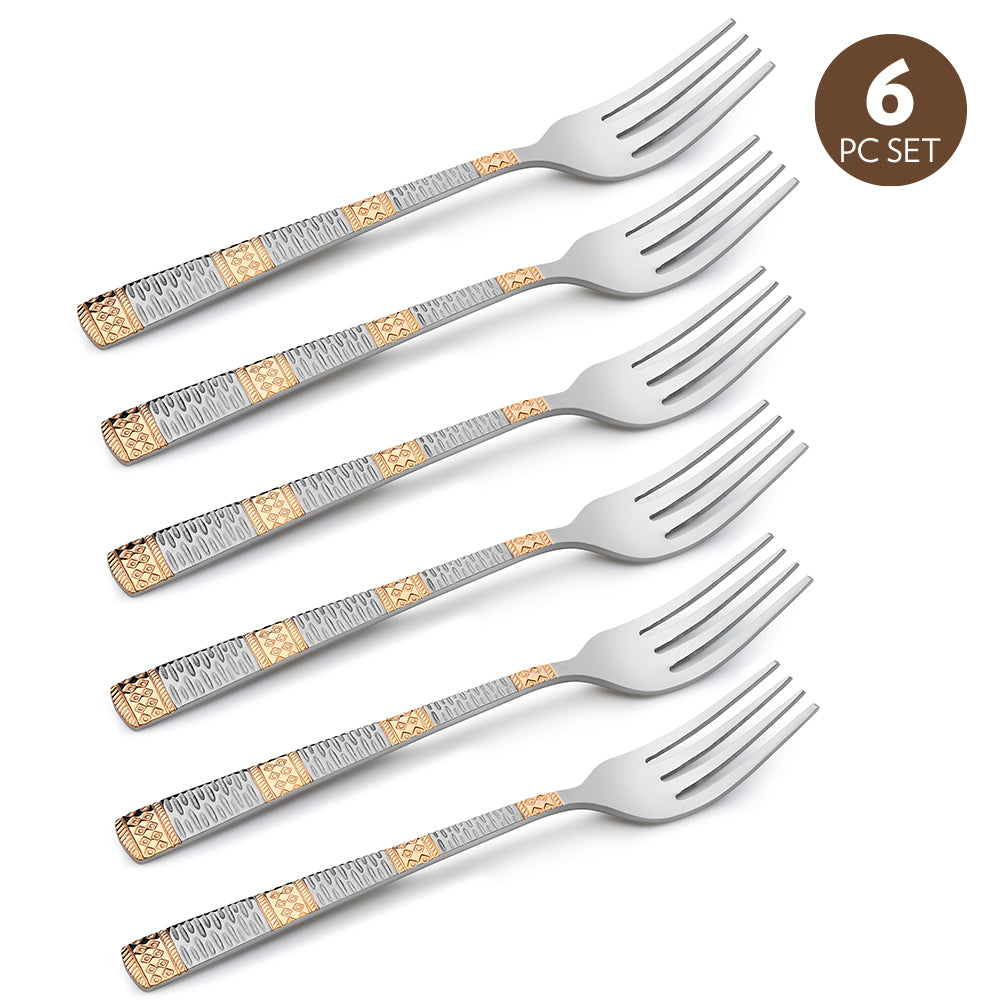 My Borosil Stainless Steel Cutlery Set of 6 - 18 cm Gold Dinner Fork, Set of 6