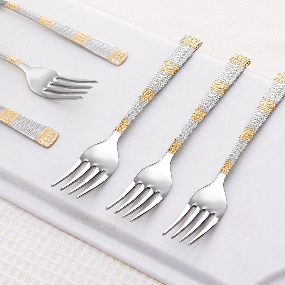 My Borosil Stainless Steel Cutlery Set of 6 - 18 cm Gold Dinner Fork, Set of 6