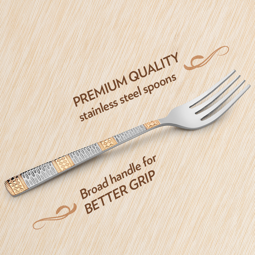 My Borosil Stainless Steel Cutlery Set of 6 - 18 cm Gold Dinner Fork, Set of 6