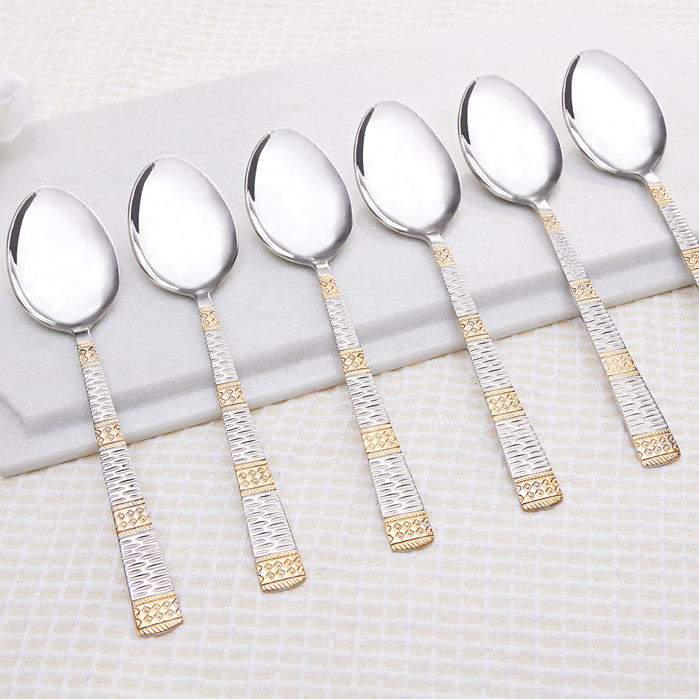 My Borosil Stainless Steel Cutlery Set of 6 - 18 cm Gold Dinner Spoon, Set of 6