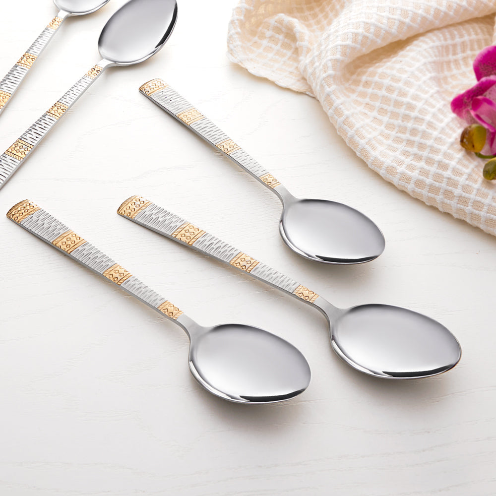 Borosil Gold Dinner Spoon, Set of 6-18.3 cm