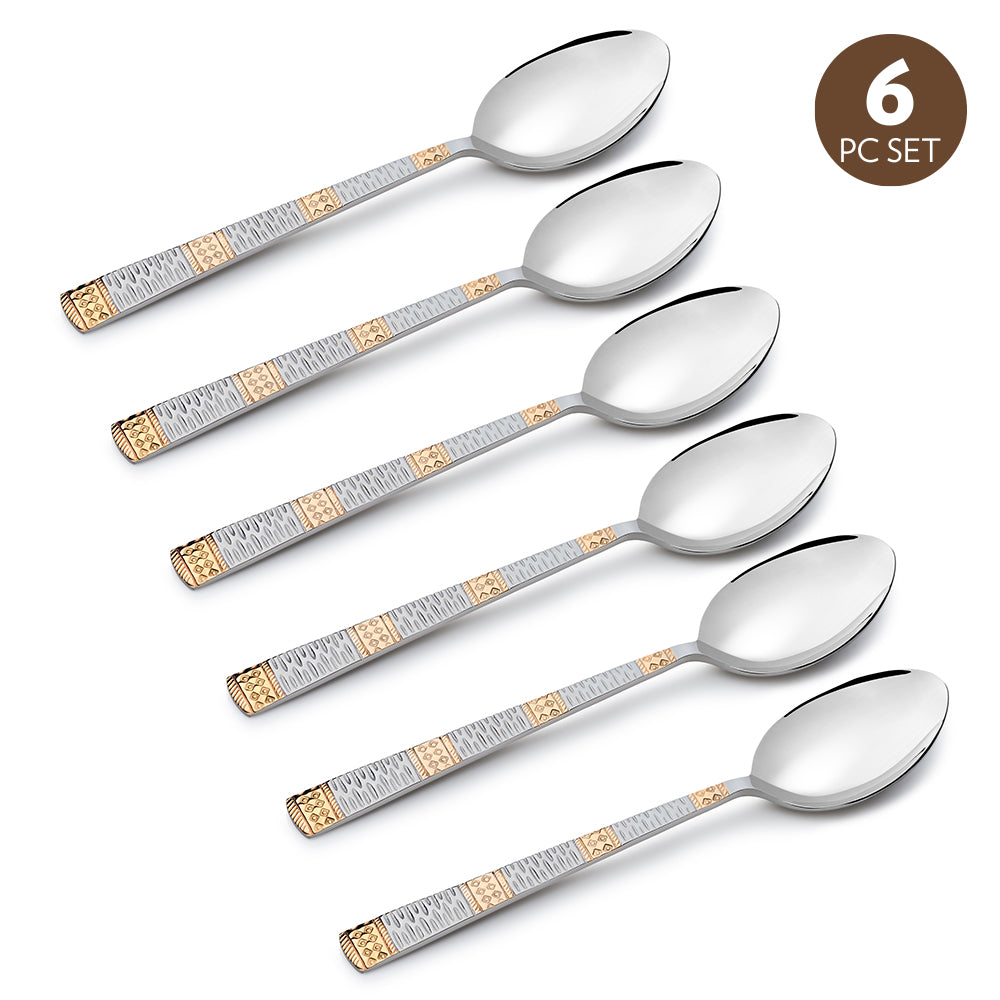 My Borosil Stainless Steel Cutlery Set of 6 - 18 cm Gold Dinner Spoon, Set of 6