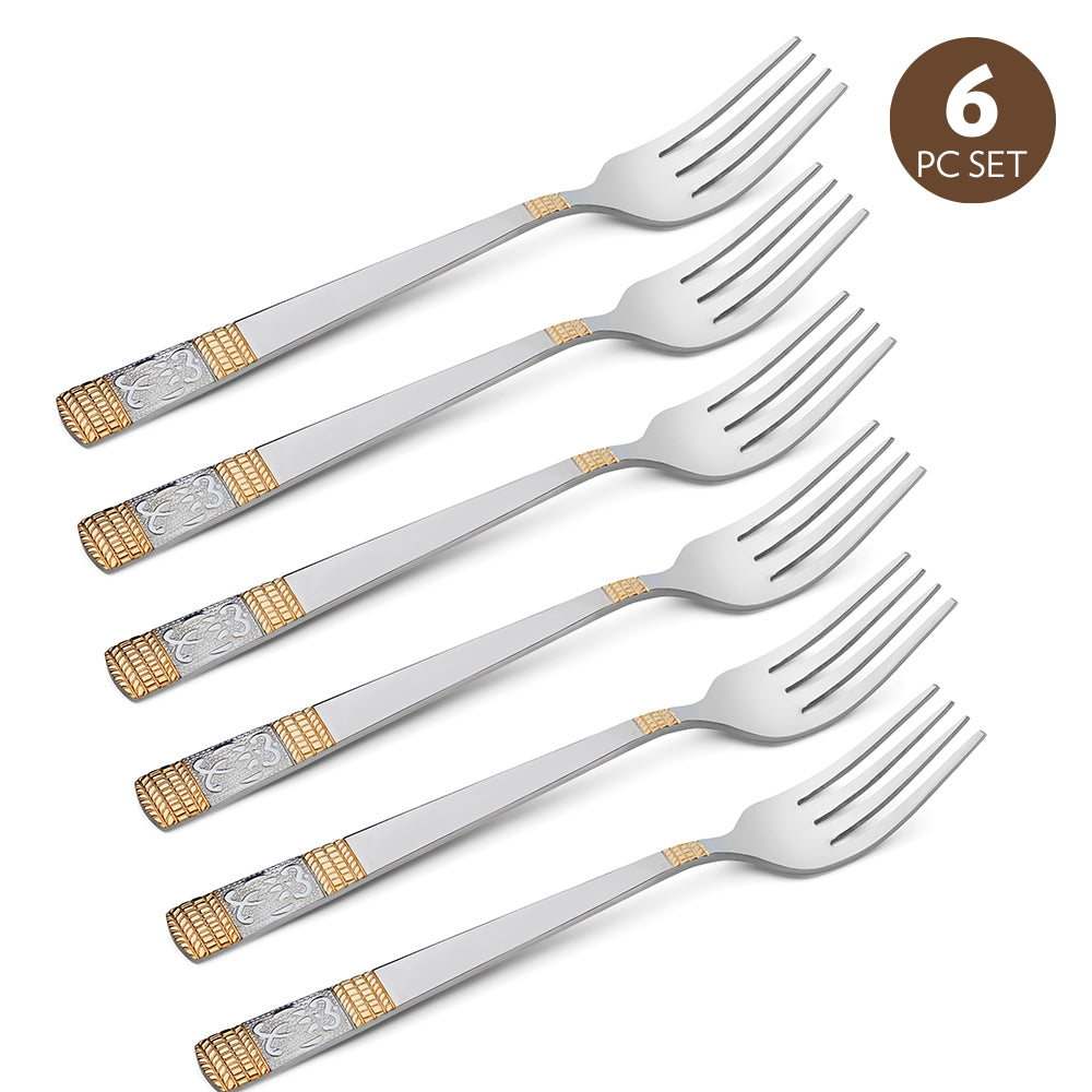 My Borosil Stainless Steel Cutlery Set of 6 - 18 cm Venice Dinner Fork, Set of 6