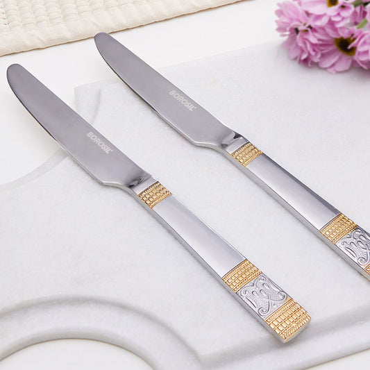 My Borosil Stainless Steel Cutlery Set of 6 - 21 cm Venice Dinner Knife, Set of 6