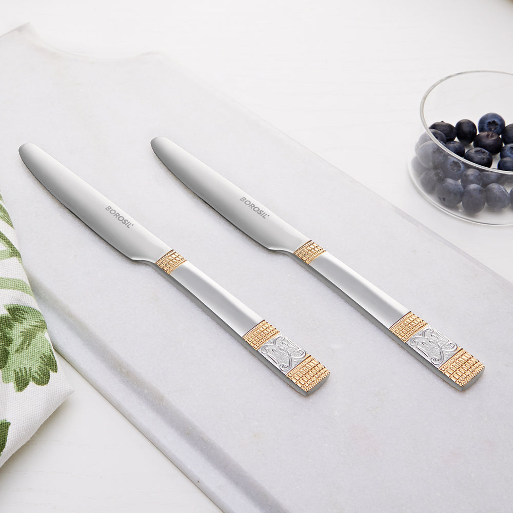 My Borosil Stainless Steel Cutlery Set of 6 - 21 cm Venice Dinner Knife, Set of 6