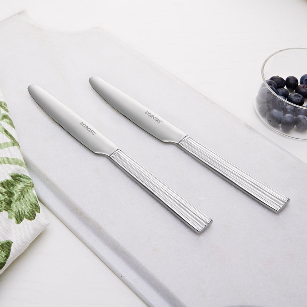 My Borosil Stainless Steel Cutlery Set of 6 - 21 cm Vintage Dinner Knife, Set of 6