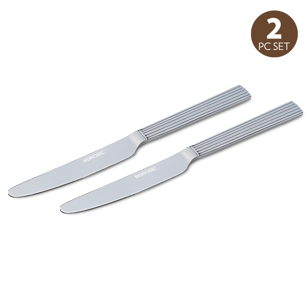My Borosil Stainless Steel Cutlery Set of 6 - 21 cm Vintage Dinner Knife, Set of 6