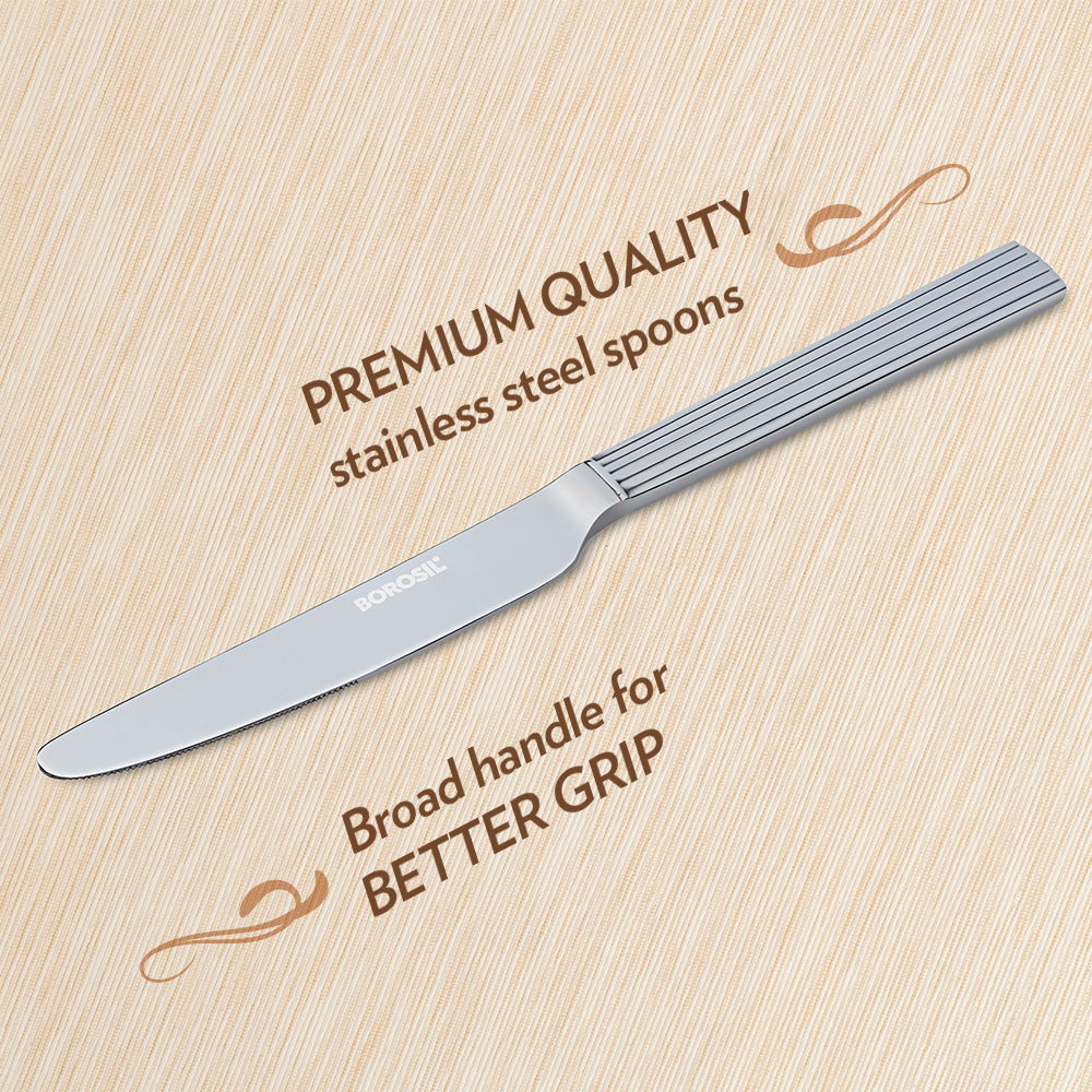 My Borosil Stainless Steel Cutlery Set of 6 - 21 cm Vintage Dinner Knife, Set of 6