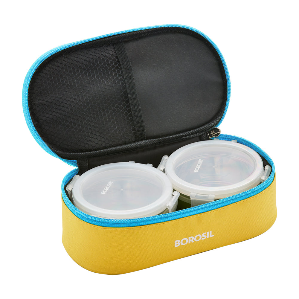 My Borosil Stainless Steel Lunchboxes 300 ml x 2 Sunshine Yellow Lunchbox