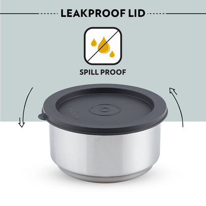 My Borosil Stainless Steel Lunchboxes (475 ml x 1) + (180 ml x 2) Carryfresh Lunchbox, Set of 3