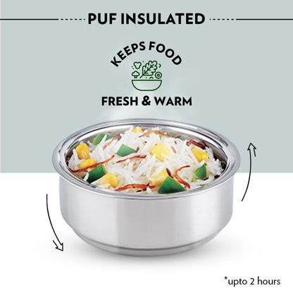 My Borosil Stainless Steel Lunchboxes (475 ml x 1) + (180 ml x 2) Carryfresh Lunchbox, Set of 3