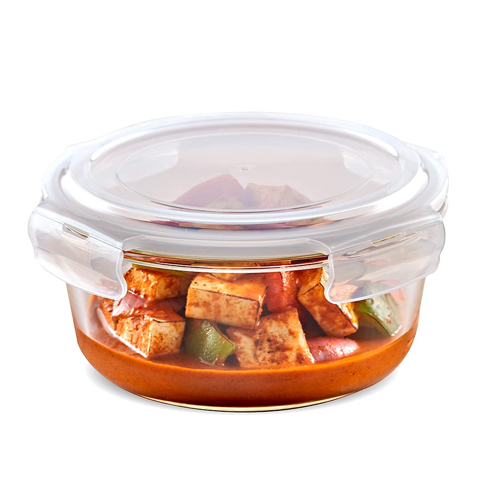 My Borosil Storage Containers 240 ml Klip n Store Round Glass Container