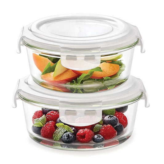 My Borosil Storage Containers 400 ml x 2 Klip n Store Round Set of 2 Glass Container