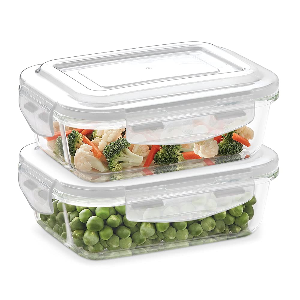 My Borosil Storage Containers 640 ml x 2 Klip n Store Rectangular Set of 2 Glass Container